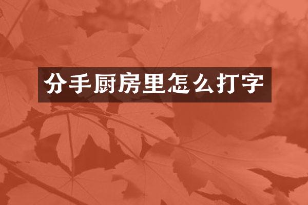 分手厨房里怎么打字