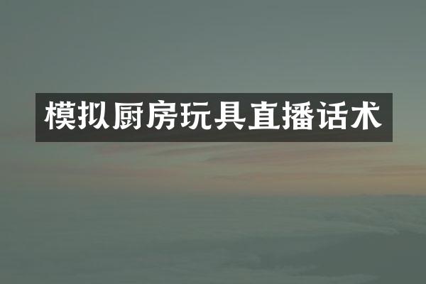 模拟厨房玩具直播话术