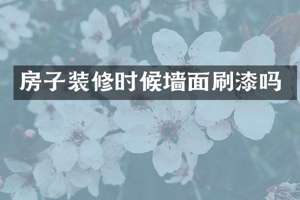 房子装修时候墙面刷漆吗