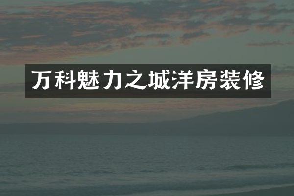 万科魅力之城洋房装修