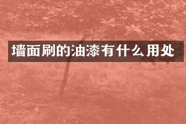 墙面刷的油漆有什么用处