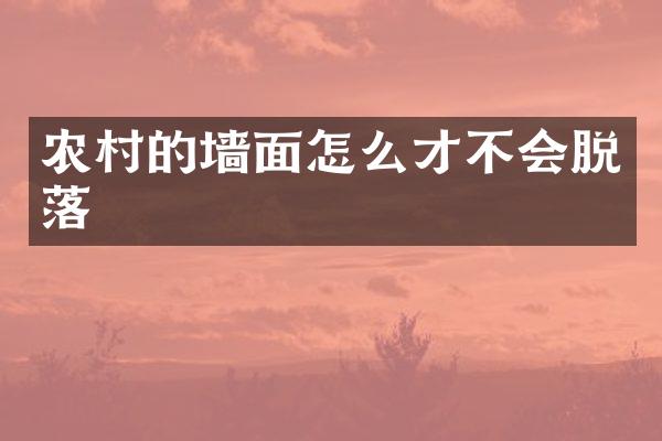 农村的墙面怎么才不会脱落