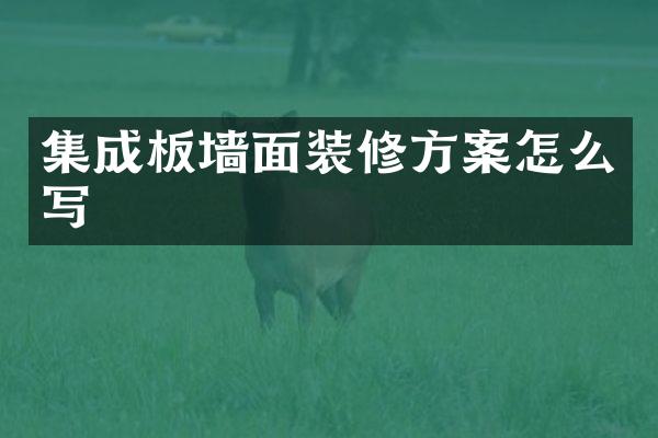 集成板墙面装修方案怎么写