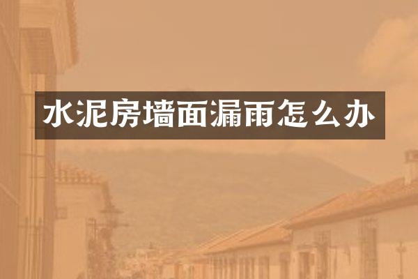 水泥房墙面漏雨怎么办