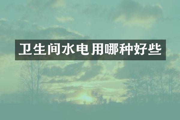 卫生间水电用哪种好些