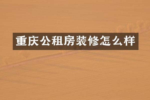 重庆公租房装修怎么样