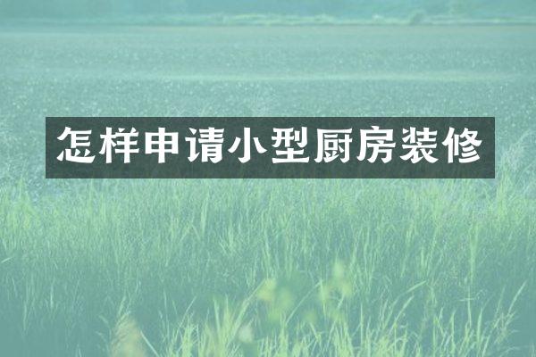 怎样申请小型厨房装修