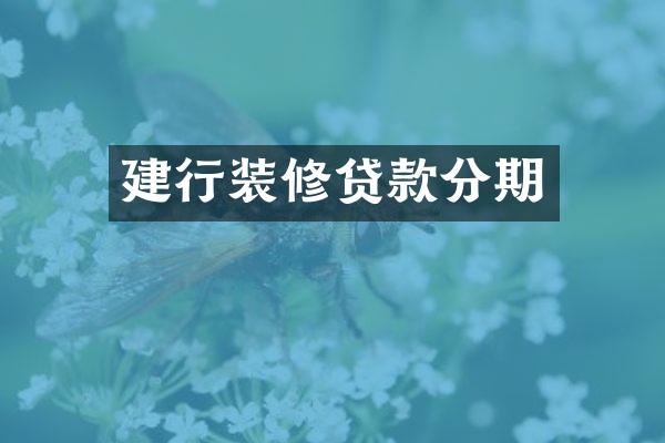 建行装修贷款分期