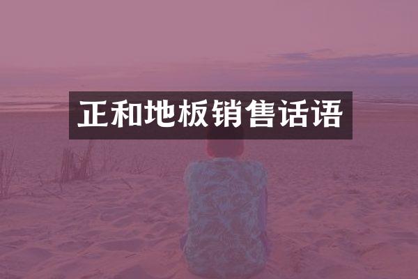 正和地板销售话语