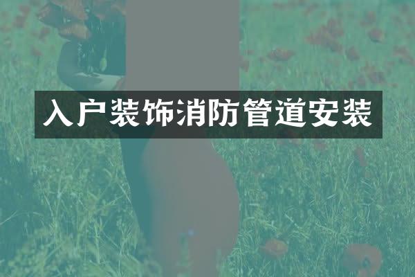 入户装饰消防管道安装