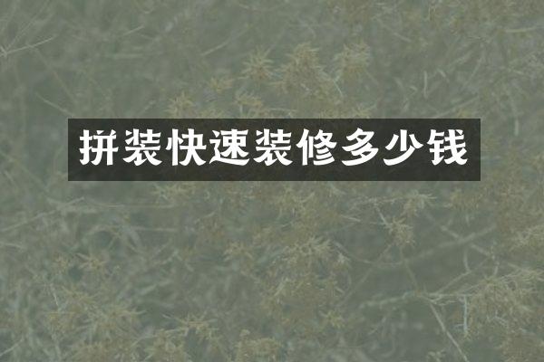 拼装快速装修多少钱