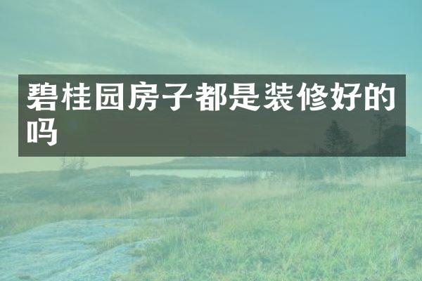 碧桂园房子都是装修好的吗