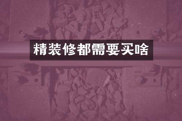 精装修都需要买啥