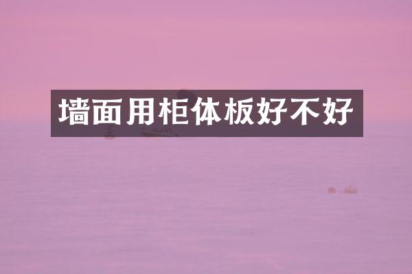 墙面用柜体板好不好