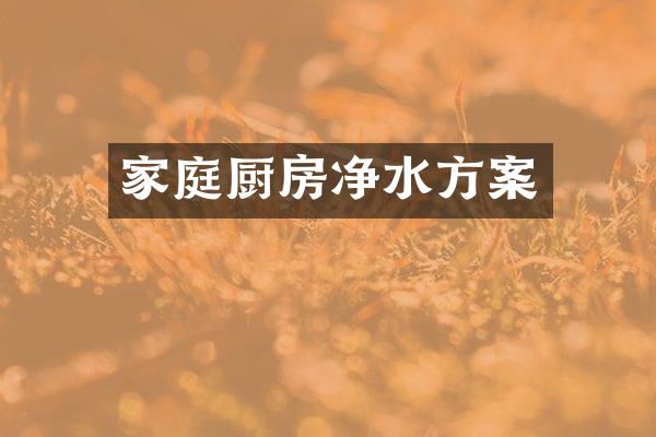 家庭厨房净水方案