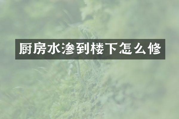 厨房水渗到楼下怎么修