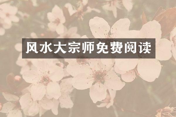 风水大宗师免费阅读
