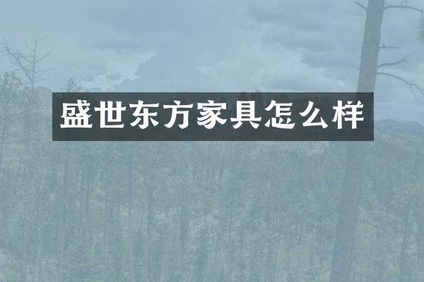 盛世东方家具怎么样