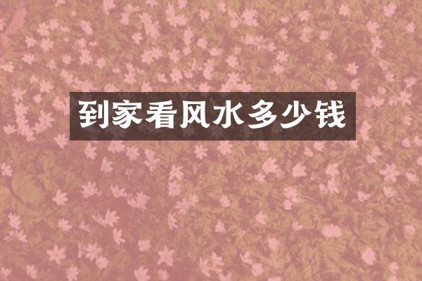 到家看风水多少钱