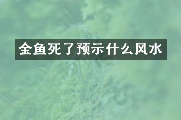 金鱼死了预示什么风水