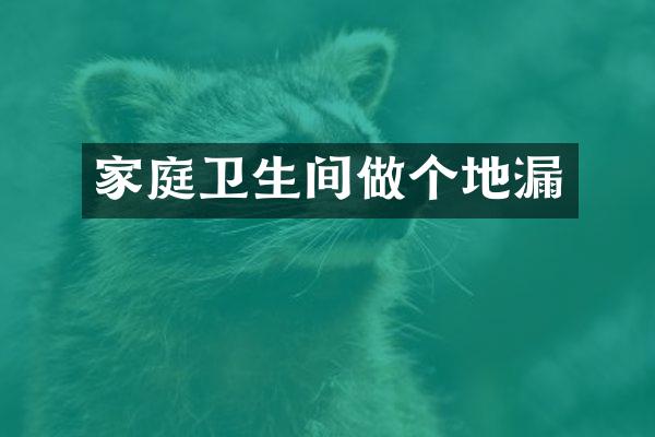 家庭卫生间做个地漏