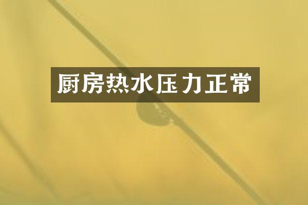厨房热水压力正常