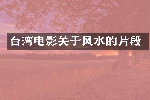 台湾电影关于风水的片段