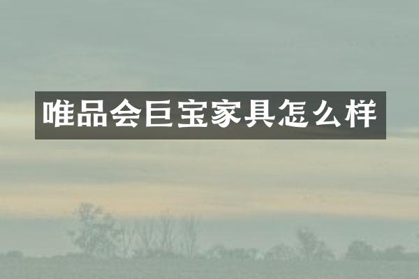 唯品会巨宝家具怎么样