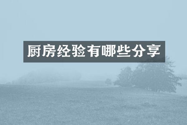 厨房经验有哪些分享
