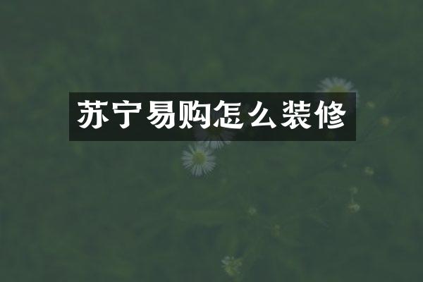苏宁易购怎么装修