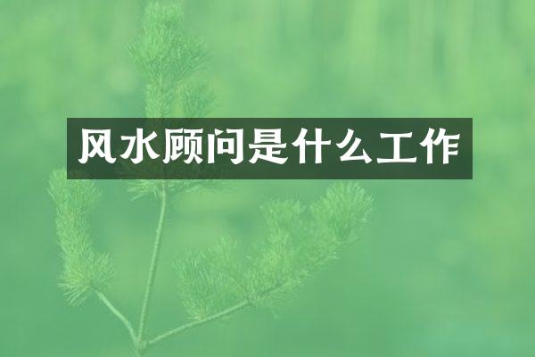风水顾问是什么工作