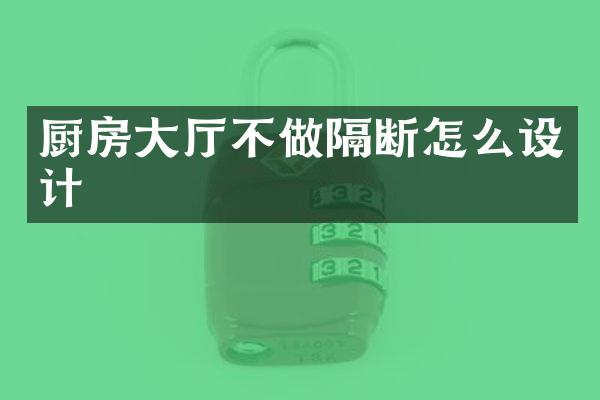 厨房大厅不做隔断怎么设计