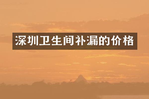 深圳卫生间补漏的价格