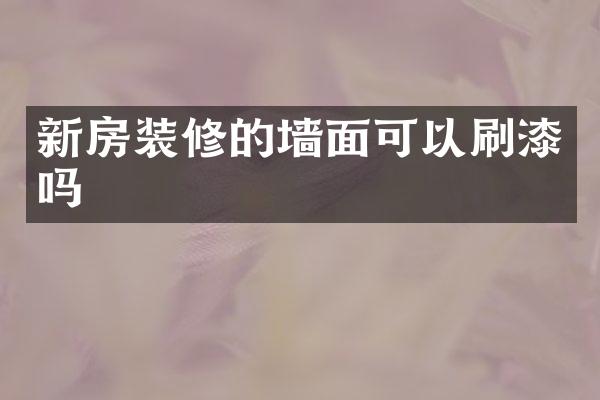 新房装修的墙面可以刷漆吗