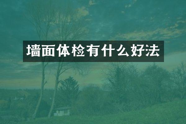 墙面体检有什么好法
