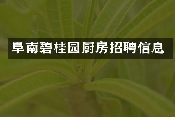 阜南碧桂园厨房招聘信息