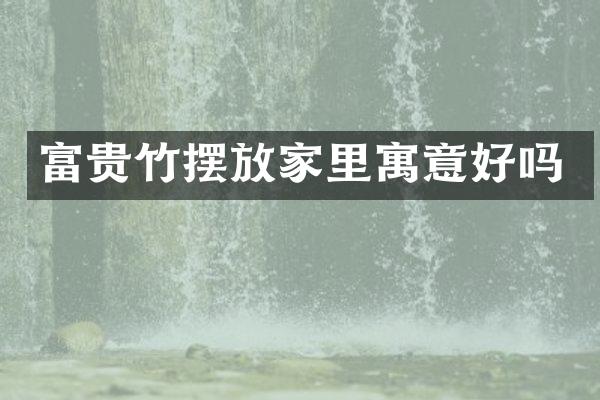 富贵竹摆放家里寓意好吗