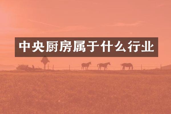 中央厨房属于什么行业