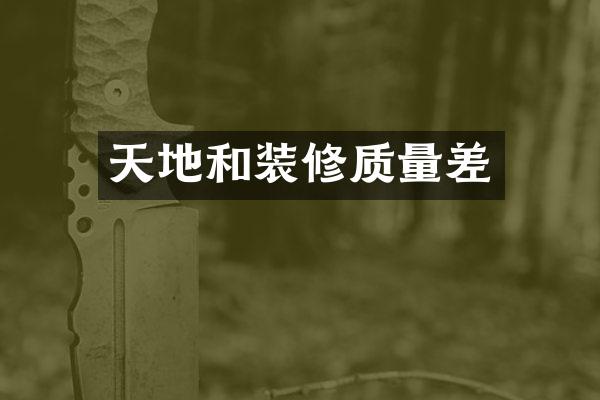 天地和装修质量差