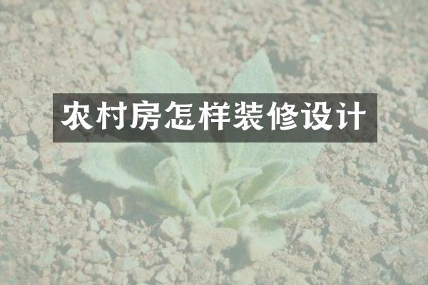 农村房怎样装修设计