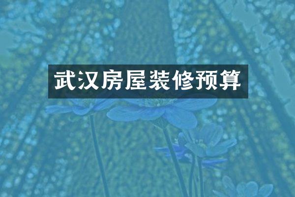 武汉房屋装修预算