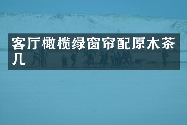 客厅橄榄绿窗帘配原木茶几