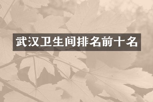 武汉卫生间排名前十名