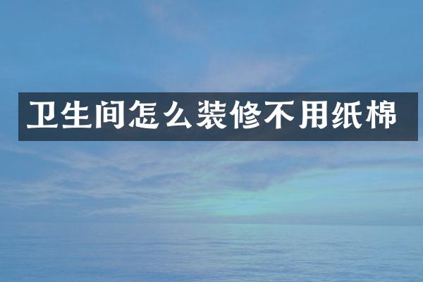 卫生间怎么装修不用纸棉
