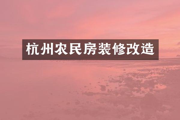杭州农民房装修改造