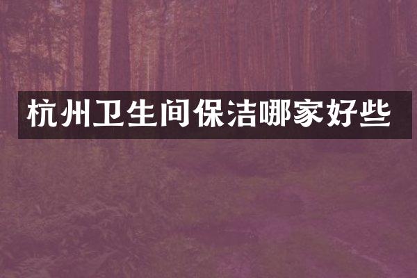 杭州卫生间保洁哪家好些