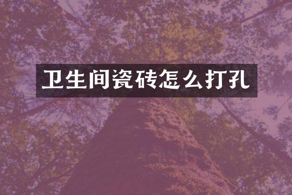 卫生间瓷砖怎么打孔