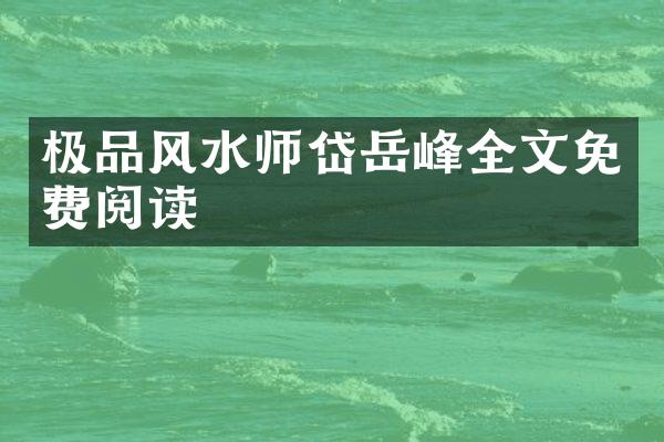 极品风水师岱岳峰全文免费阅读