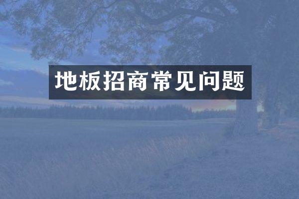 地板招商常见问题