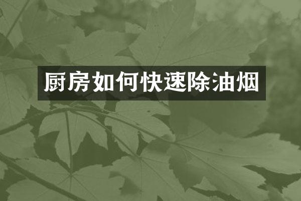 厨房如何快速除油烟